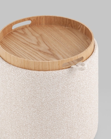 Пуф-столик с ящиком Хюгге XS букле бежевый