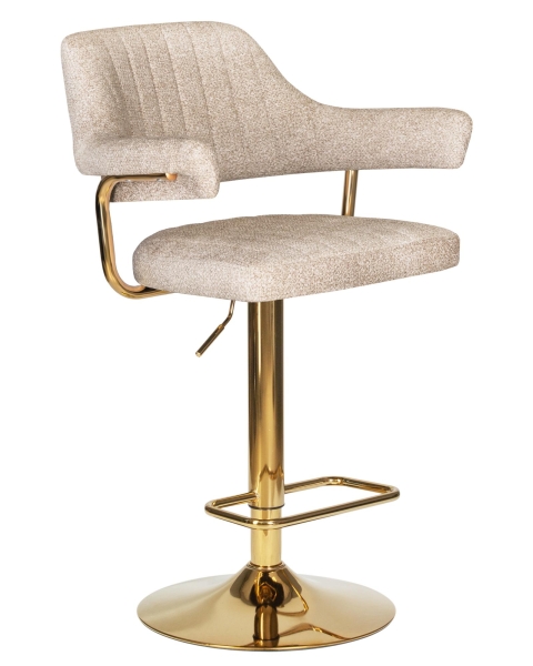 Стул барный CHARLY GOLD бежевый твид LEO26