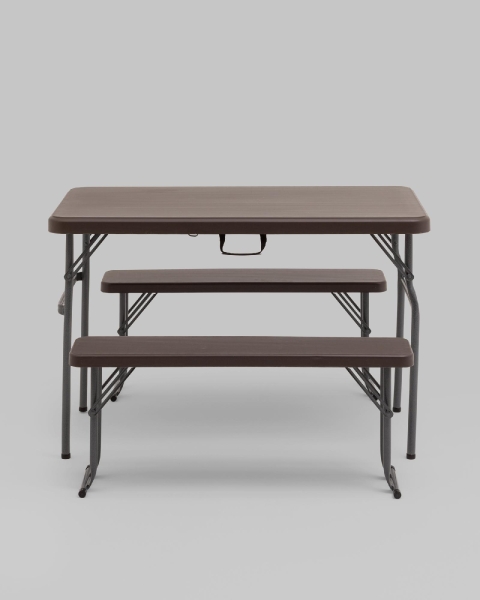 Комплект стола и двух скамеек Кейт коричневый