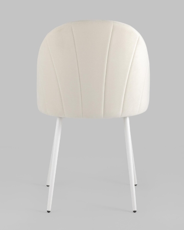 Стул Логан SN велюр молочный белые ножки