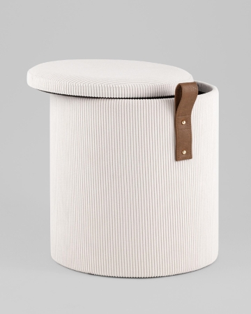 Пуф Руни S с ящиком вельвет белый