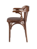 Деревянный стул Венский средний тон с мягким сиденьем из коричневой экокожи с дугами назад