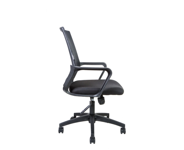 Кресло офисное Бит LB черный пластик, черная сетка, черная ткань