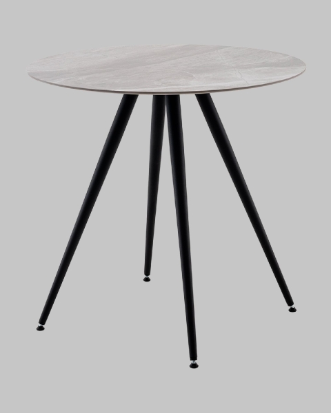 Стол Ники с круглой столешницей из керамики Italian light grey 800