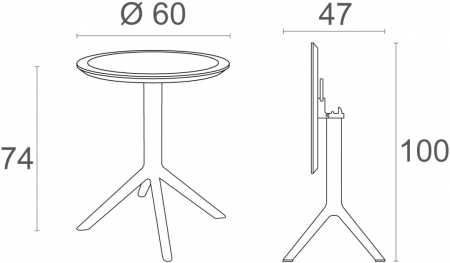 Стол пластиковый складной Siesta Contract Sky Folding Table Ø60 бежевый