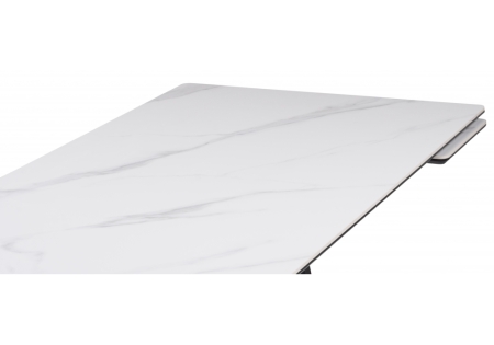 Керамический стол Памелла 140(200)х80х75 белый мрамор, черный