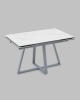 Стол Керас 120-180/80/75 столешница МДФ16/керамика Snow white подстолье металл серый