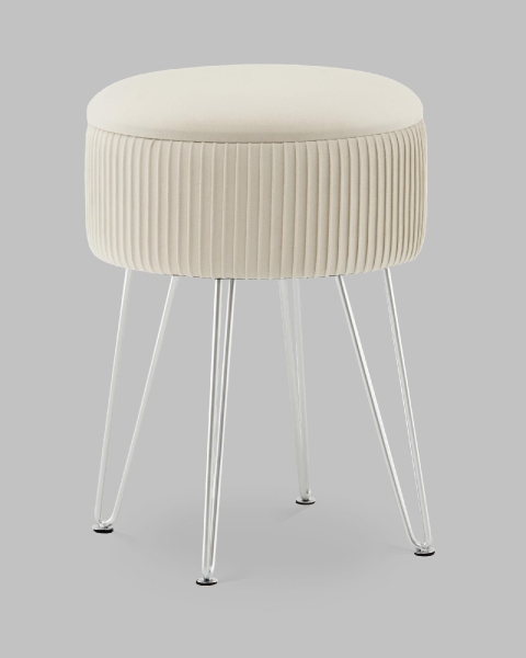 Пуф Астор бежевый серебряные ножки