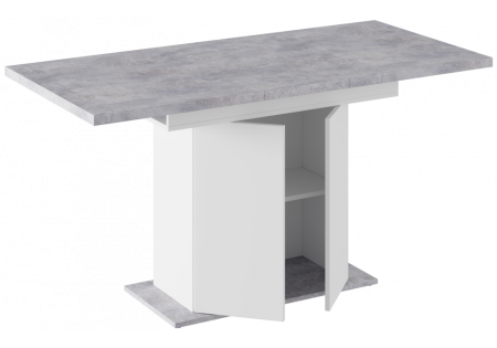 Стол деревянный Carla белый, цемент светлый