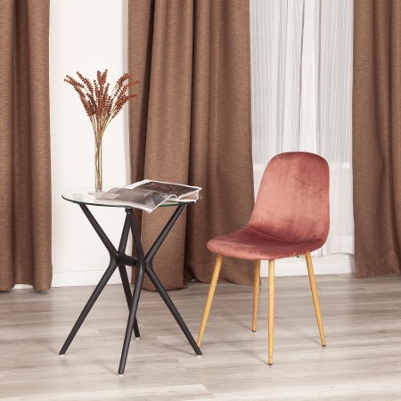 Стул BREEZE (mod. 4724) вельвет и металл, 44х53х87 см, коралловый и натуральный