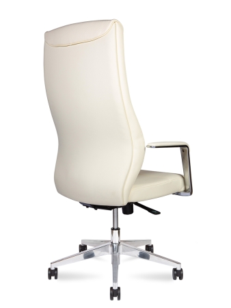 Кресло офисное Harvard слоновая кость, экокожа и металл, мягкое сиденье, с подлокотниками