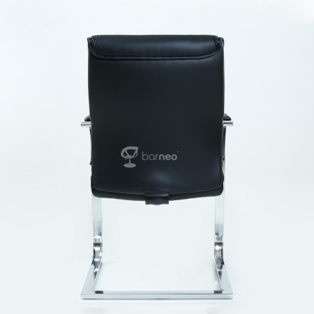 Кресло K-8010L черная кожа, на полозьях