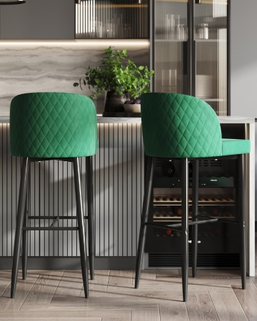 Стул барный Оскар велюр изумрудный