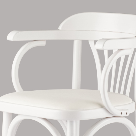 Деревянный стул Венский белый с мягким сиденьем из экокожи