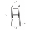 Табурет прозрачный барный Fox 75 серый