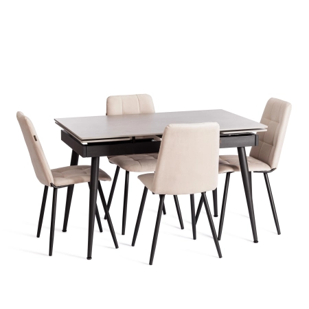 Стул обеденный Asti молочный, велюр и металл, мягкое сиденье, без подлокотников