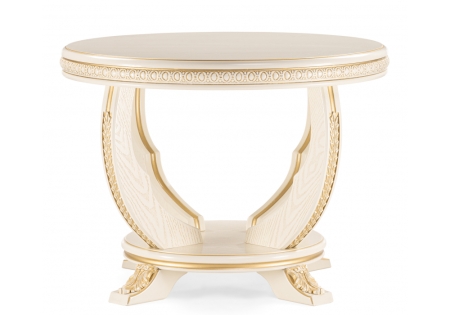Журнальный стол Луис круглый слоновая кость, золото
