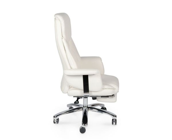 Кресло офисное Парламент ivory, сталь и хром, слоновая кость, экокожа