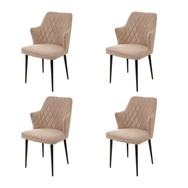 Стул HERMAN бежевый #5 велюр, черный каркас