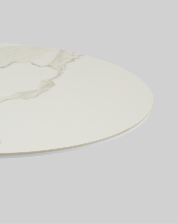 Стол круглый Терралино D90 верх керамика белый матовый, основание металл белый