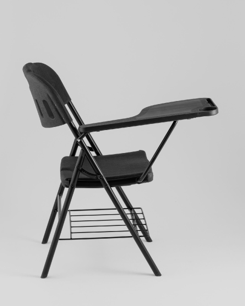 Стул складной банкетный со столиком и полкой черный