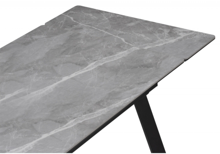 Керамический стол Норман 140(200)х80 серый мрамор, черный