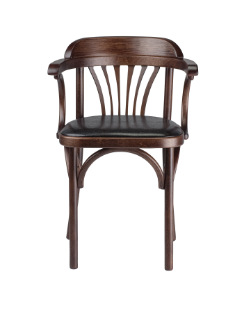 Деревянный стул Венский темный тон с мягким сиденьем из экокожи с дугами назад