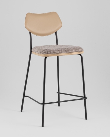 Стул полубарный Casey серо-коричневый с бежевой экокожей