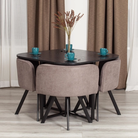 Комплект (стол, 4 стула) QUADRON (mod. PT14) темно-серый