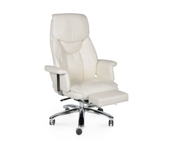 Кресло офисное Парламент ivory, сталь и хром, слоновая кость, кожа