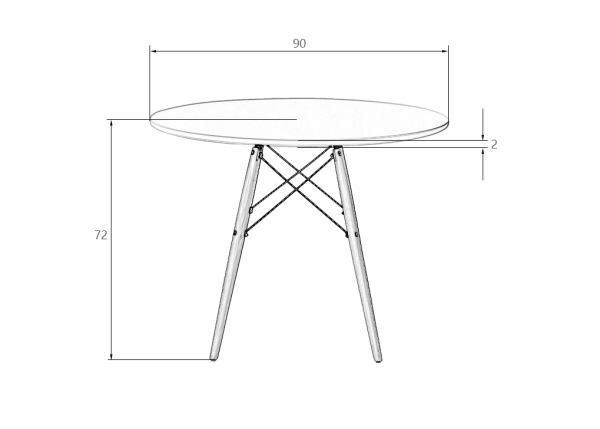 Стол обеденный CHELSEA`90, ножки светлый бук белый