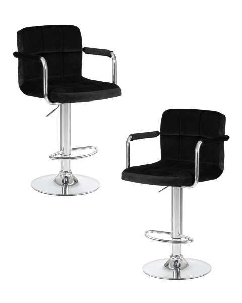 Набор 2 шт Стул барный KRUGER ARM, черный велюр (MJ9-101)