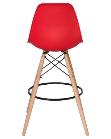 Стул барный DSW BAR ножки светлый бук сиденья красный R-02