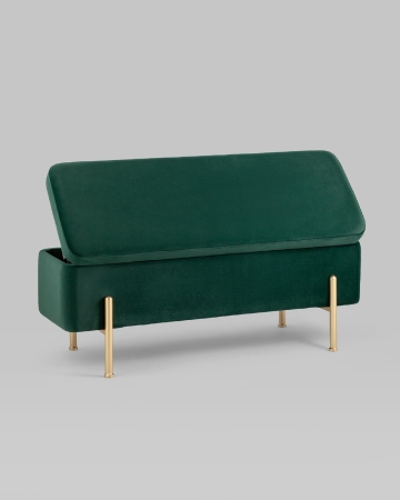 Банкетка Болейн с ящиком велюр зеленый