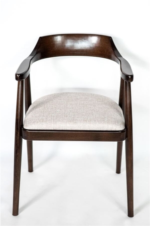 Деревянное полукресло венское Mercurius темный орех с мягким сиденьем из бежевой ткани Тесла 01