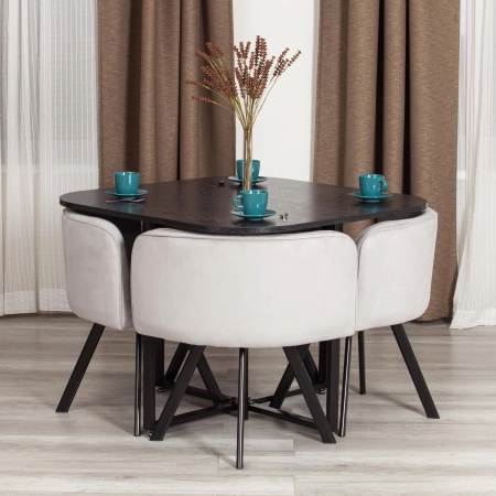 Комплект (стол, 4 стула) QUADRON (mod. PT14) серый