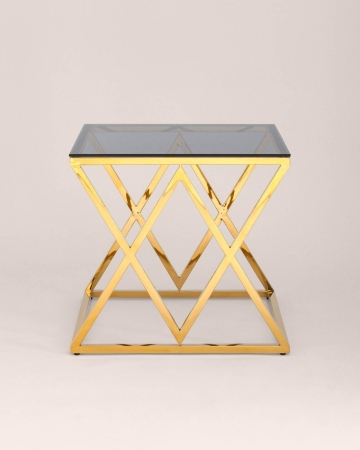Журнальный стол 55*55 ИНСИГНИЯ золото стекло дым
