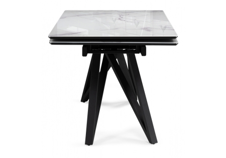 Стеклянный стол Вилсон 140(200)х80 белый мрамор, черный