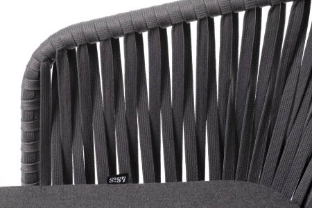 "Бордо" стул плетеный из роупа, каркас алюминий темно-серый (RAL7024) муар, роуп серый 15мм, ткань темно-серая 027