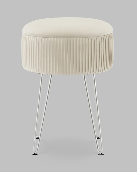 Пуф Астор бежевый серебряные ножки