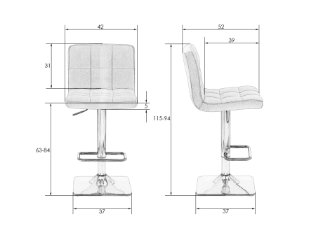 Набор 2 шт Стул барный DOMINIC, черный велюр (MJ9-101)