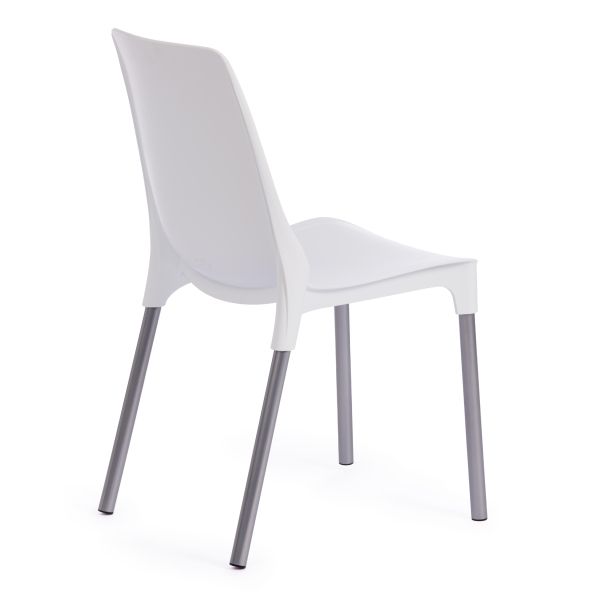 Стул GENIUS (mod 75) металл и пластик, 46x56x84cм, белый, ножки хром