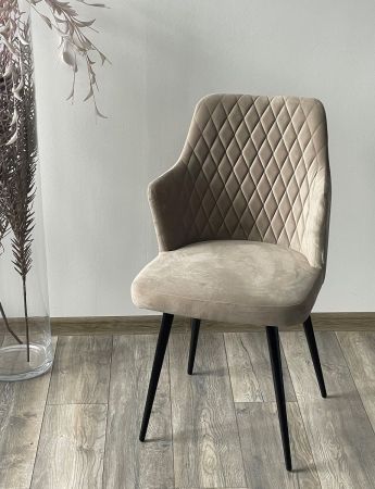 Стул HERMAN 360 градусов, латте #25 велюр, черный каркас