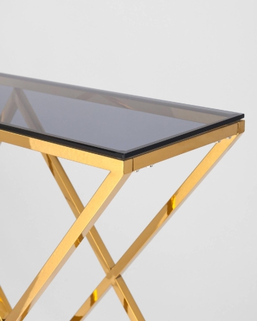 Консоль ИНСИГНИЯ 115*30 золото стекло дым