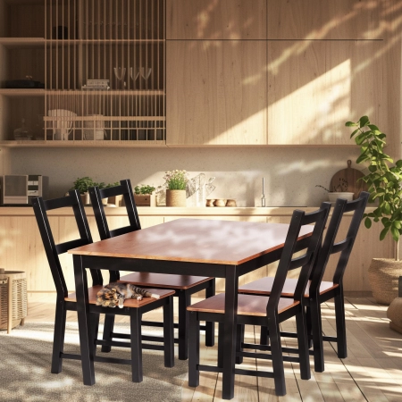 Обеденный комплект Соната (стол + 4 стула) антик, черный