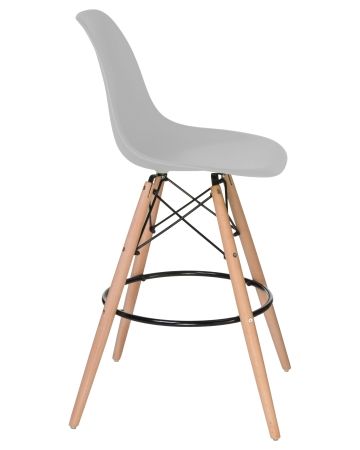Стул барный DSW BAR ножки светлый бук сиденья светло-серый GR-01