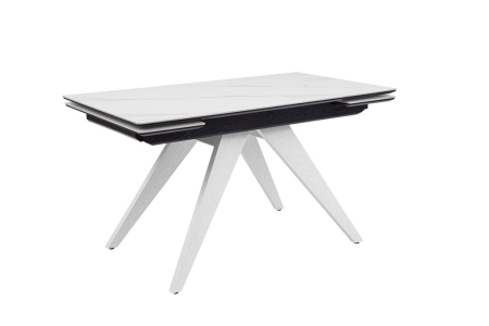 Стол Невада керамика 1400*800+300+300 керамика белая, черный