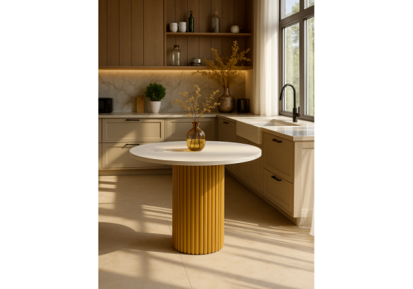 Стол деревянный Барел 90 белый, золото