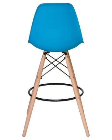 Стул барный DSW BAR ножки светлый бук сиденья голубой BE-02