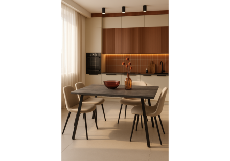 Стол деревянный Кортни 117 (157) x 77 бетон темный, черный матовый